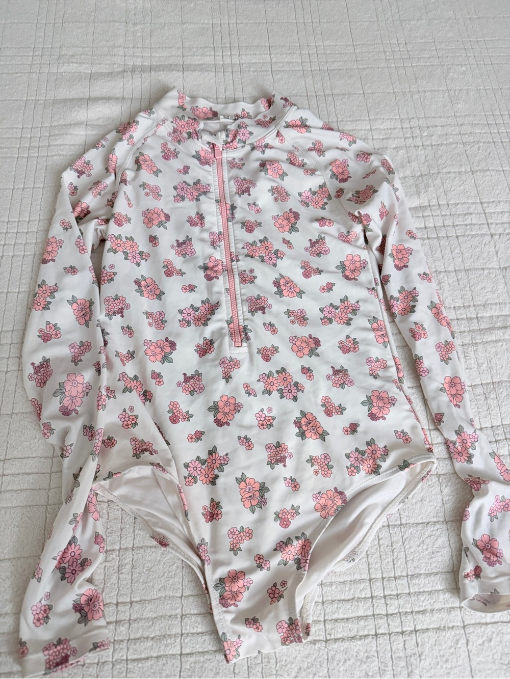 Kids Long-Sleeve One-Piece Swimsuit - Pink Floral cotton on kids girls